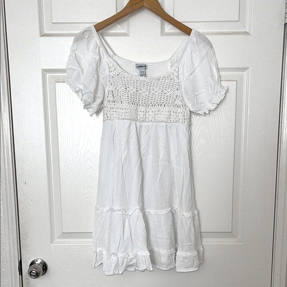 Charlotte Russe Dresses & Skirts - Vintage Y2K boho crochet smocked tiered dress M coastal cowgirl rodeo festival